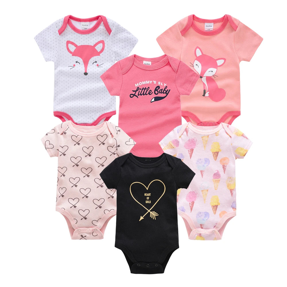 Kavkas Baby Girls Bodysuits 6/3 pcs/lot Summer Cotton Baby Clothes Short Sleeve Newborn body bebe 0-3 months Infant Clothing