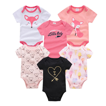 Kavkas Baby Girls Bodysuits 6/3 pcs/lot Summer Cotton Baby Clothes Short Sleeve Newborn body bebe 0-3 months Infant Clothing