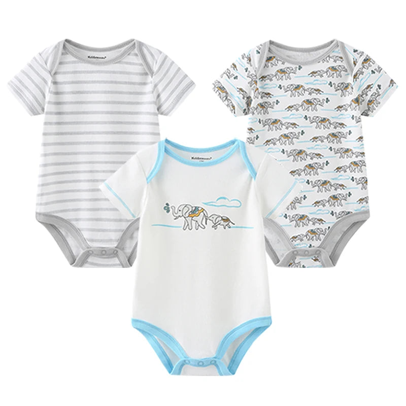 Baby Boy Jumpsuits 3 Pieces Newborn Clothes Set Toddler Girl Bodysuit Kiddiezoom Clothing 100%Cotton Soft Infant Rompers 0-12M
