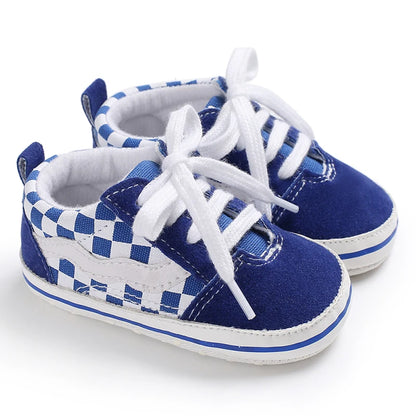 2025 New Baby Canvas Sneakers Anti-slip Soft Plaid Baby Boy Girl Shoes Newborns First Walkers Infant Baby Unisex Casual Shoes
