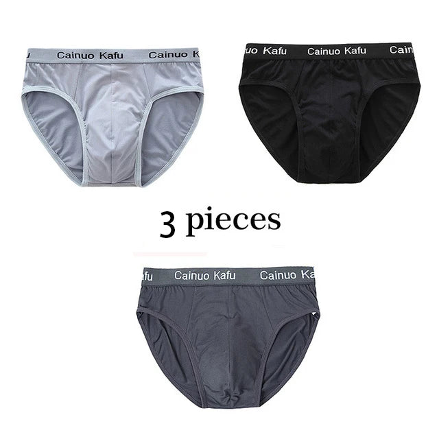 3Pcs/Lot Men's panties Silk  Men's Underwear New  Briefs Men Bamboo Fiber Mens Bodysuit Male Comfortable Solid Underpants