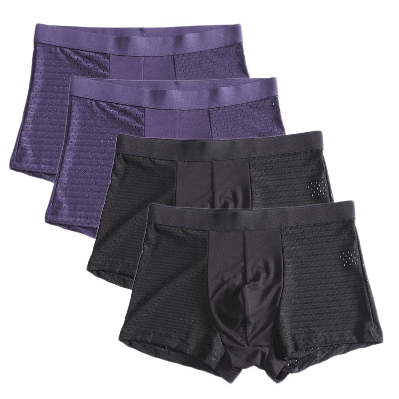 L-8XL Plus Banboo Fiber Men Underwear Male boxer Solid Panties Shorts Men's  Underpants Breathable Intimate Man boxers 4pcs