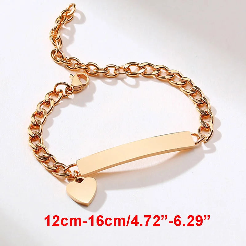Vnox Custom Baby Girls Bracelets,Anti Allergy Stainless Steel Bracelet for Newborn Mom,Personalized Name Birthday Boy Girls Gift