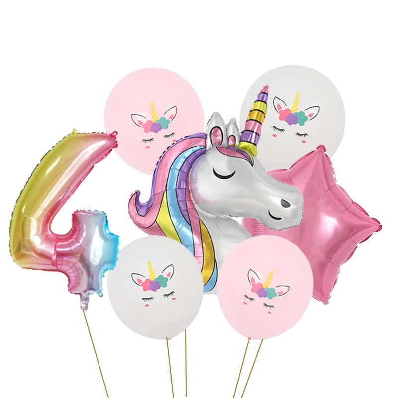147Pcs Unicorn Birthday Balloons Arch Garland Kit Happy Birthday Banner for Girls Unicorn Birthday Party Decorations Baby Shower