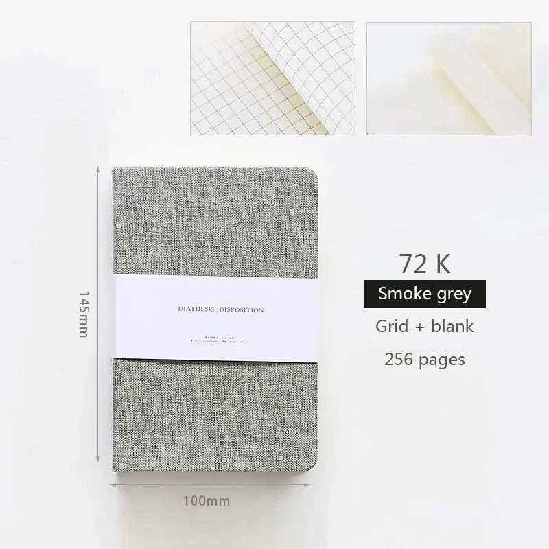 Blank And Grid Paper Notebook Linen Hard Cover 256 Pages Paper 80 GSM Journal Planner Office School Supplies Stationery
