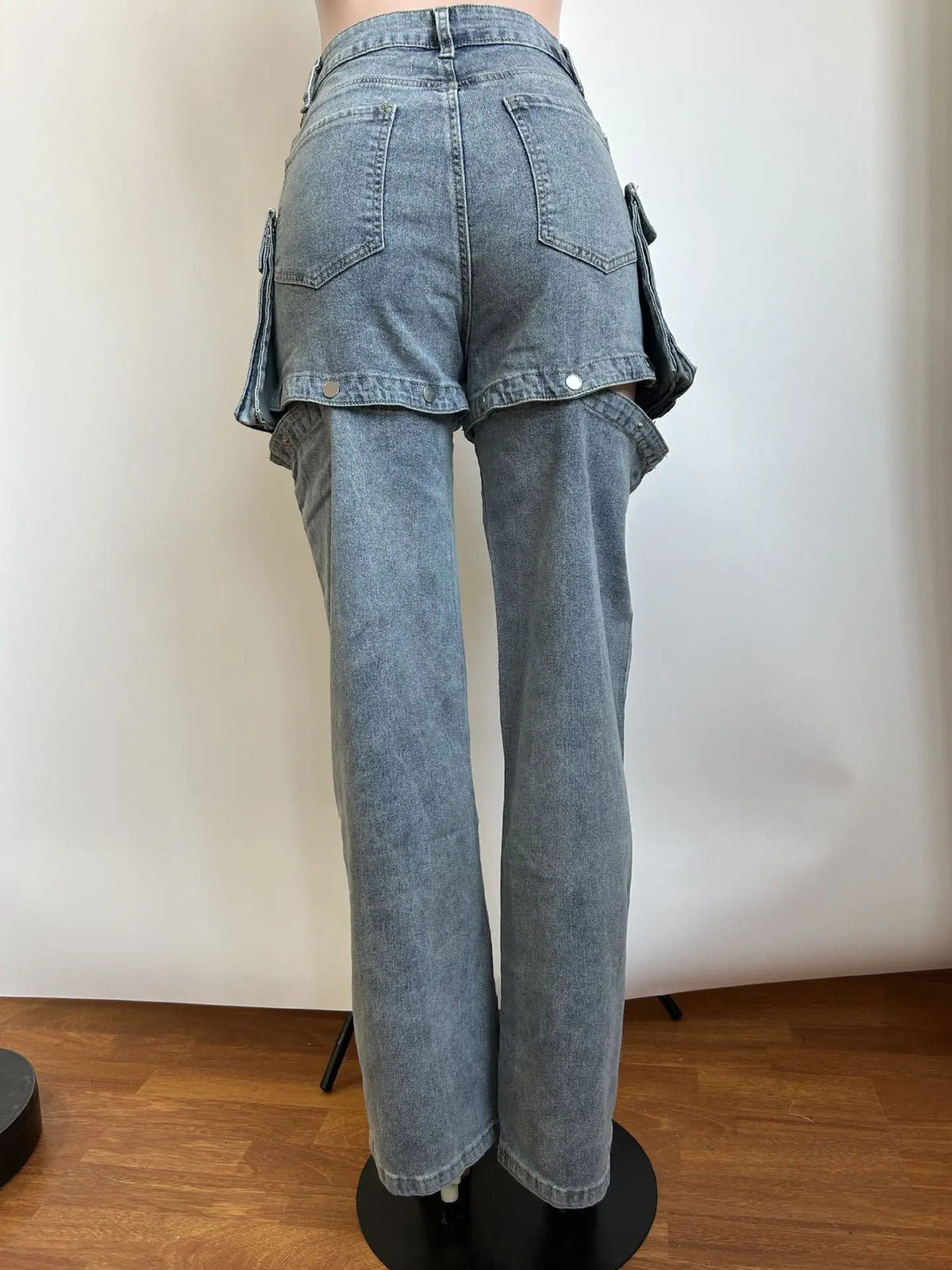 2025 New Design Women's Casual Cotton Stretch Washed Jeans Removable Denim Y2K Pants Multi-Pocket Shorts Trendy Trouser Legs