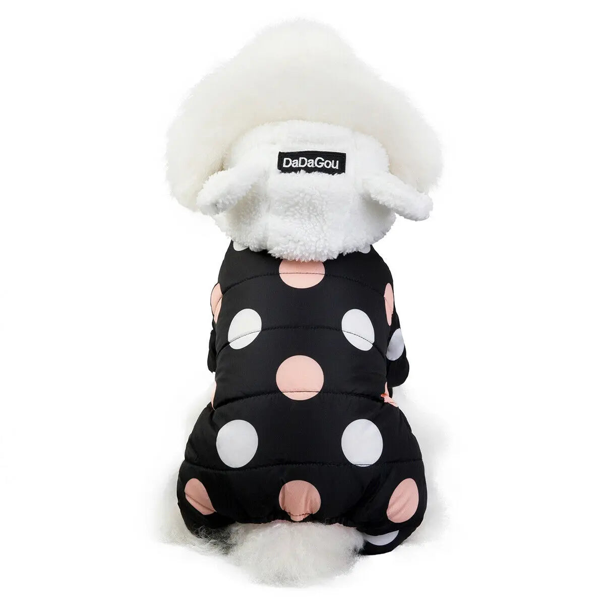 Dot Warm Pet Clothes for Dog Windproof Jackets Outdoor Fleece Hooded Coats Small Dog Winter Jumpsuit Clothing