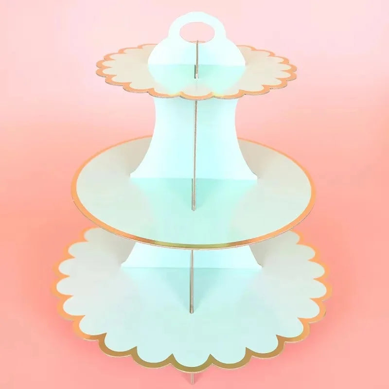 3-Tier Cardboard Cupcake Cake Stand Cupcake Holder for Birthday Party Wedding Baby Shower Christmas Parties Display Dessert