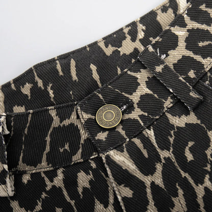 Enyami Leopard Print Women's Streetwear Wide-leg Drape Baggy High Waist Loose Casual Mopping Pants