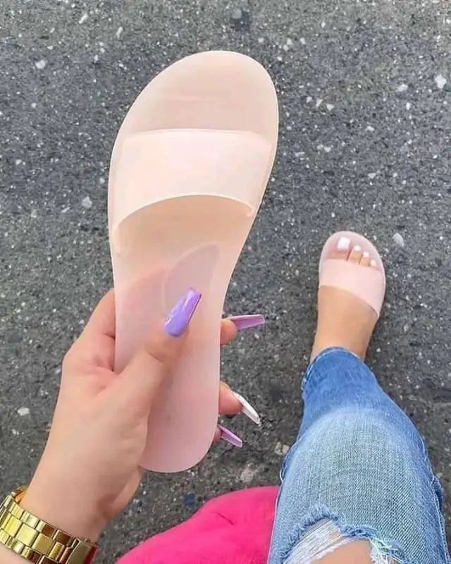New Women Jelly Slippers  Ladies Candy Slides Summer Beach Slippers  Plus Size Women Shoes