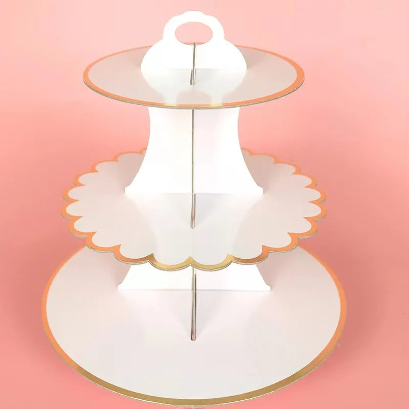 3-Tier Cardboard Cupcake Cake Stand Cupcake Holder for Birthday Party Wedding Baby Shower Christmas Parties Display Dessert