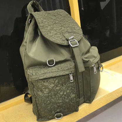 iPinee Oxford Backpack For Women Large Capacity Luxury Designer Schoolbag With Sun Flower High Quality Casual Travel Bag