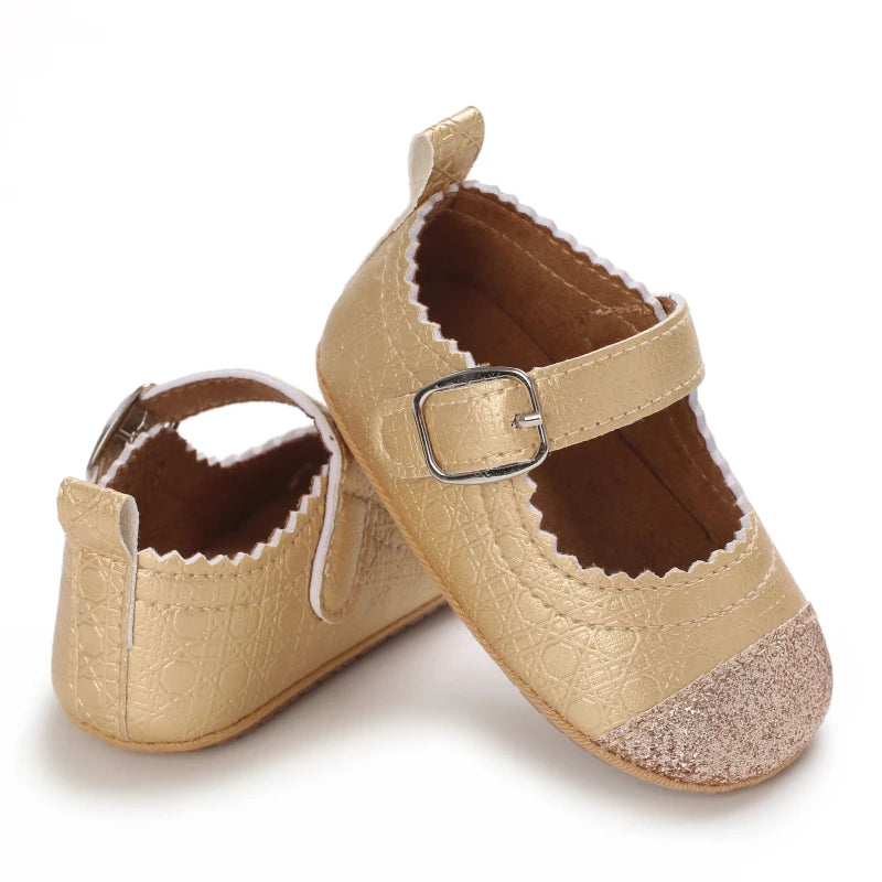 Breathable Newborn Baby Shoes Baby Boy Girl Shoes Girl Classic Bowknot Rubber Sole Anti-slip PU  Toddler Shoes First Walker