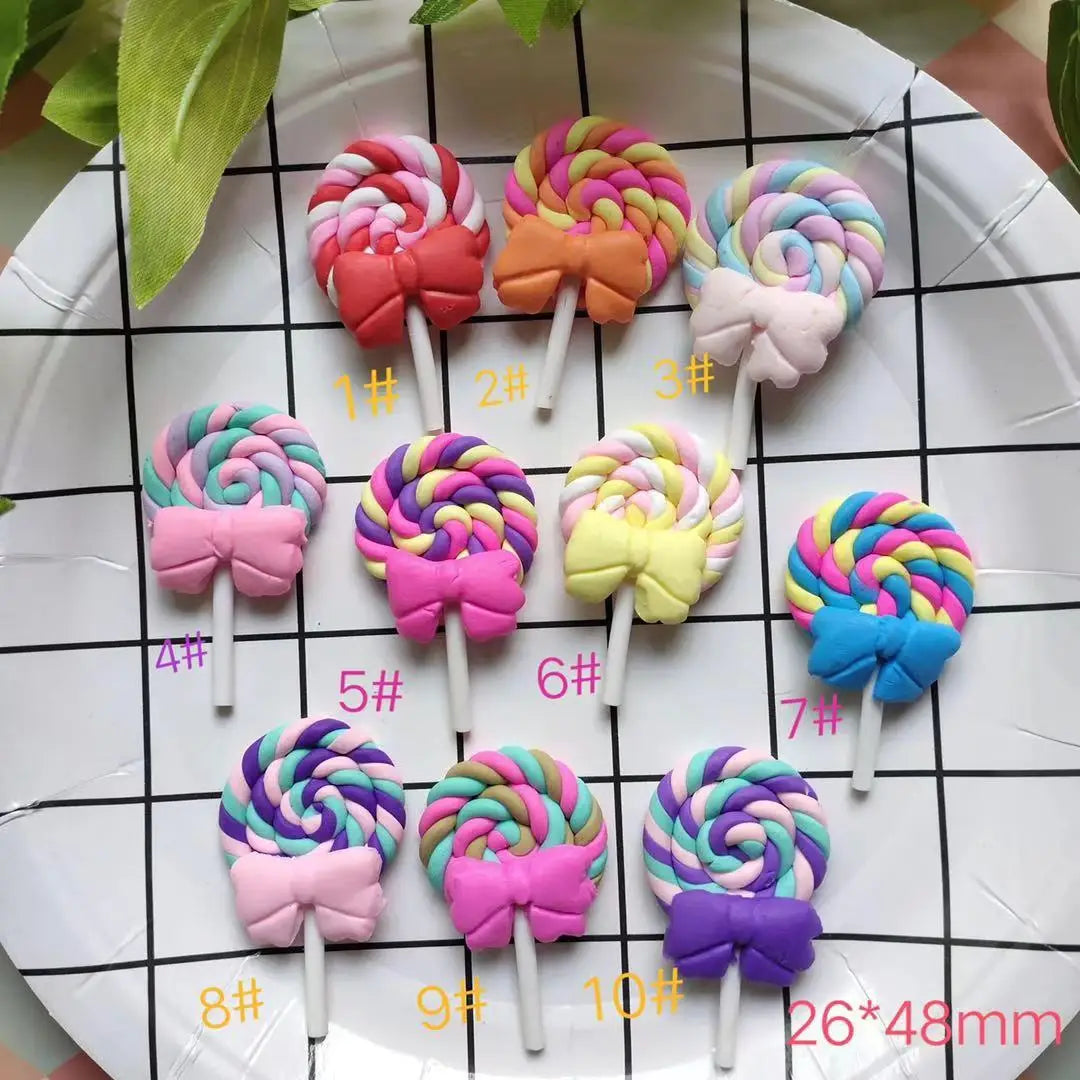 10pcs Cute Lollipops Pretend Play Food Pendants Crafts DIY Handmade Jewelry for Earring Necklace Keychain
