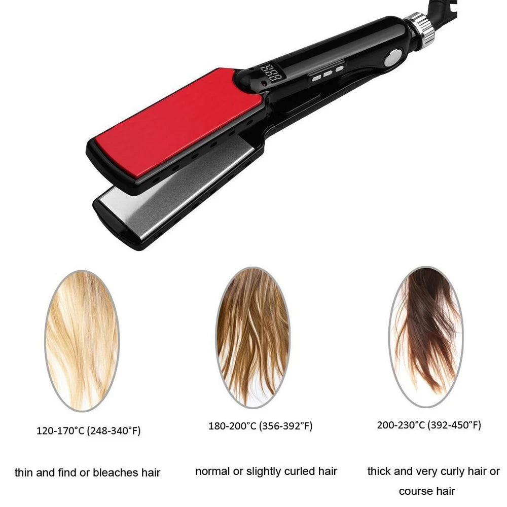 High Temperature Titanium Flat Iron Keratin Hair Straightener Professional MCH 480℉ Wide Floating Plates Straightening Irons