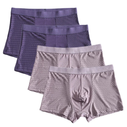 L-8XL Plus Banboo Fiber Men Underwear Male boxer Solid Panties Shorts Men's  Underpants Breathable Intimate Man boxers 4pcs