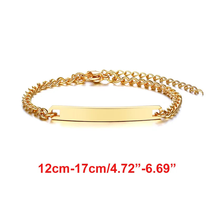 Vnox Custom Baby Girls Bracelets,Anti Allergy Stainless Steel Bracelet for Newborn Mom,Personalized Name Birthday Boy Girls Gift