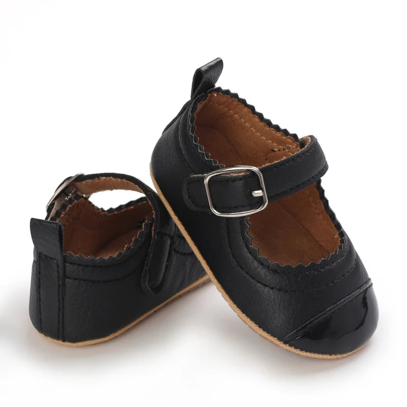 Breathable Newborn Baby Shoes Baby Boy Girl Shoes Girl Classic Bowknot Rubber Sole Anti-slip PU  Toddler Shoes First Walker