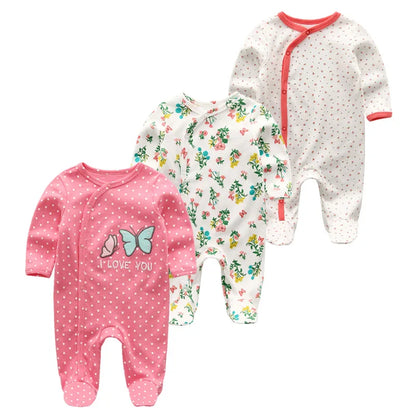 3PCS Newborn Cotton Baby Girl Clothes Cartoon Baby Boy Clothes Sets Autumn Long Sleeve Jumpsuits Spring Zipper Bebes