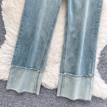 2025 Autumn Vintage Jeans Women Print High Waist Denim Pants Girls Outdoor Pants Wholesale