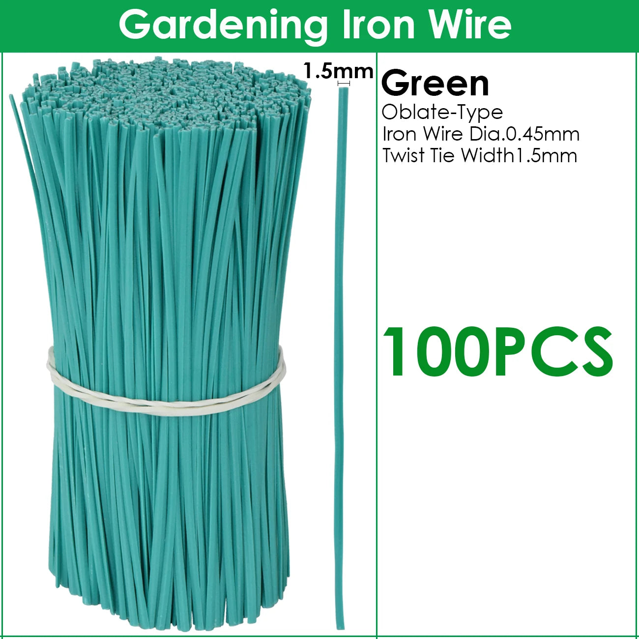100PCS Gardening Cable Ties Reusable Oblate Iron Wire Twist Tie for Flower Plant Climbing Vines Multifunction Coated Fix Strings