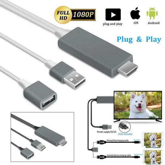 USB To HDMI Cable Converter Adapter Mirror Cast MHL Cable Micro USB Type C To HDMI For IPhone IPad Android Phone To TV Projector