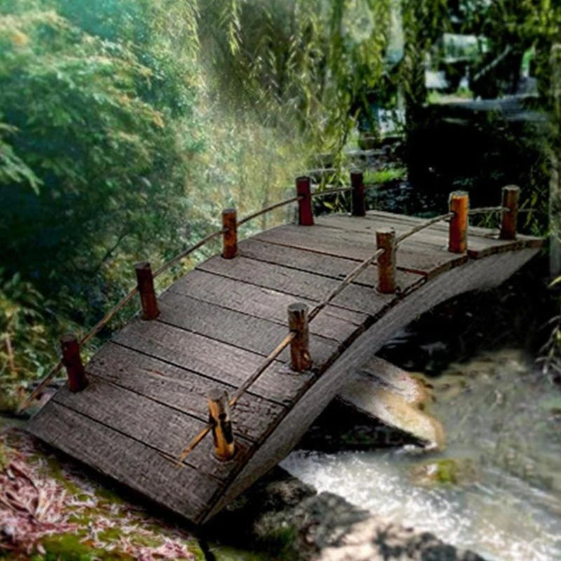 1:12 Dollhouse Mini Wooden Arch Bridge with Railings Miniatures Fairy Garden Miniature Craft for Micro Landscaping