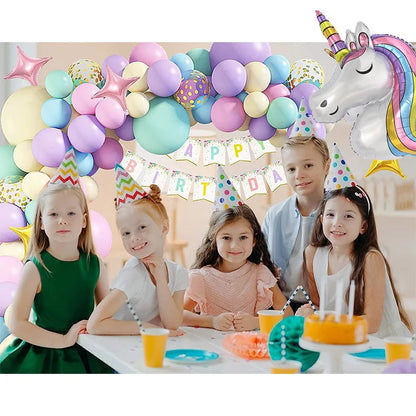 147Pcs Unicorn Birthday Balloons Arch Garland Kit Happy Birthday Banner for Girls Unicorn Birthday Party Decorations Baby Shower