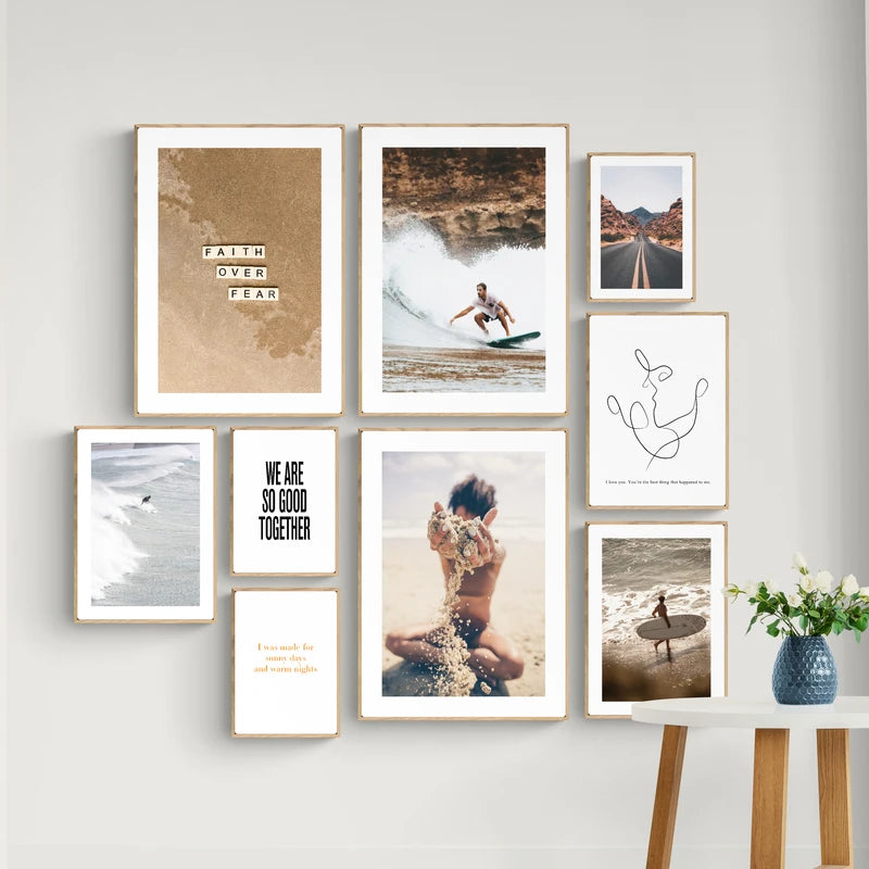 Motivational Poster Nature Travel Summer Sea Beach Sand Surfing Unframed Wall Art Boho Kitchen Decor House Decoration Wall Art