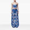 Blue Heart-Patterned Top Denim Pants with Hollow Embroidery Loose Jeans Women Set