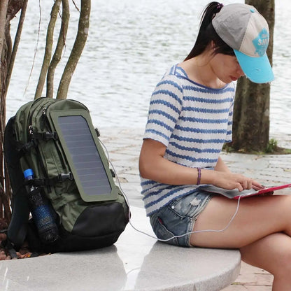 Travel Hiking Backpack 6.5w 6v Solar powered Panel Backpack Multipockets Laptop Bag Unisex Shoulder Bags Business Sport Rucksack
