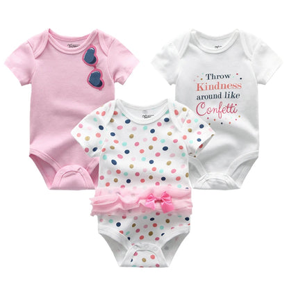 Baby Boy Jumpsuits 3 Pieces Newborn Clothes Set Toddler Girl Bodysuit Kiddiezoom Clothing 100%Cotton Soft Infant Rompers 0-12M