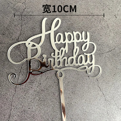 Acrylic Happy Birthday Cake Topper Gold Pink Birthday Cake Toppers Flags For Kids Birthday Party Cake Decorations Baby Shower
