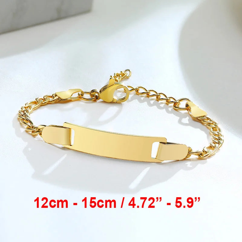 Vnox Custom Engrave Mom Duaghter Son Name Baby Bracelets, Anti Allergy Stainless Steel Baptism Love Gifts, Adjustable Jewelry
