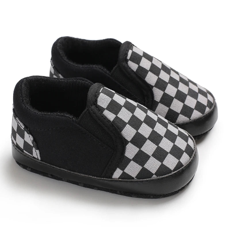 2025 New Baby Canvas Sneakers Anti-slip Soft Plaid Baby Boy Girl Shoes Newborns First Walkers Infant Baby Unisex Casual Shoes