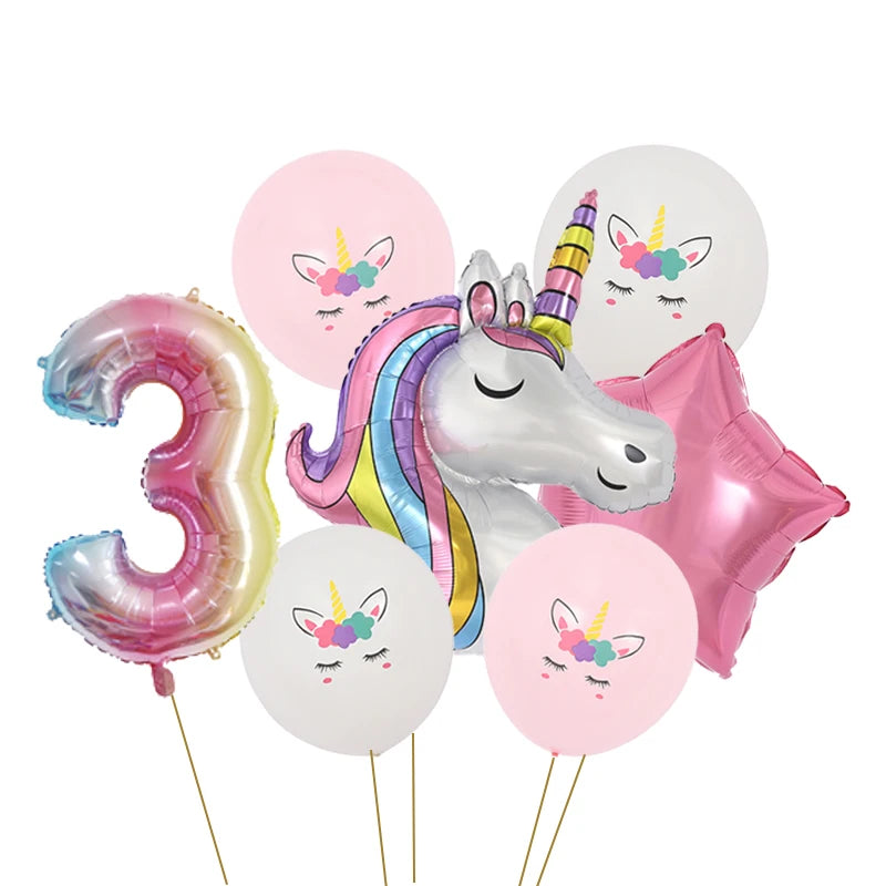 147Pcs Unicorn Birthday Balloons Arch Garland Kit Happy Birthday Banner for Girls Unicorn Birthday Party Decorations Baby Shower