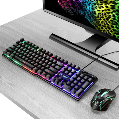 USB Wired Gaming Keyboard Mouse Set PC Rainbow Colorful LED Backlit  Gamer Gaming Mouse and Keyboard Combos Kit Home Office