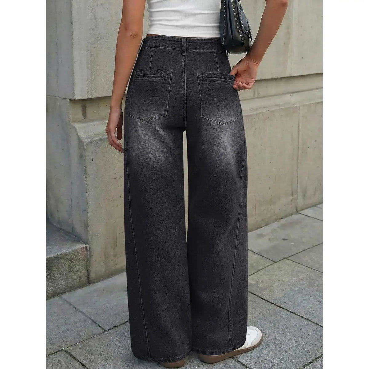 Women's Wide Leg Jeans High Waist Dark Wash Casual Denim Pants Baggy Soft Fabric