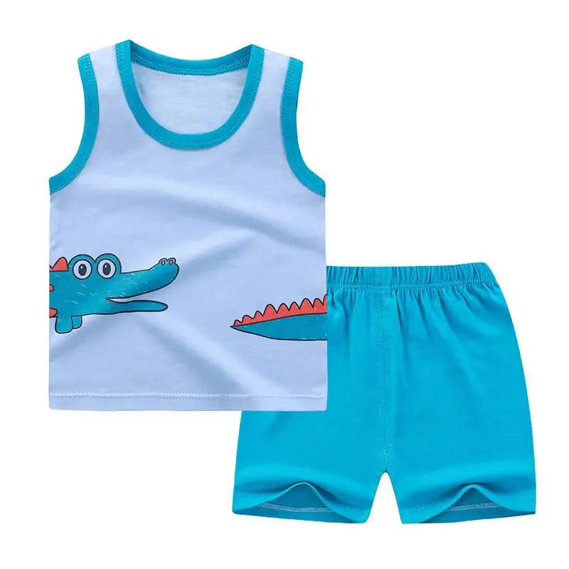 Baby Boy Summer Clothes 2020 Cartoon Sleeveless Tops Vest + Shorts 2pcs Infant Clothing Outfits Kids Bebes Sport Suits