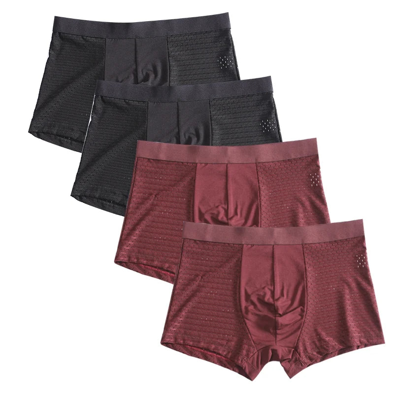 L-8XL Plus Banboo Fiber Men Underwear Male boxer Solid Panties Shorts Men's  Underpants Breathable Intimate Man boxers 4pcs