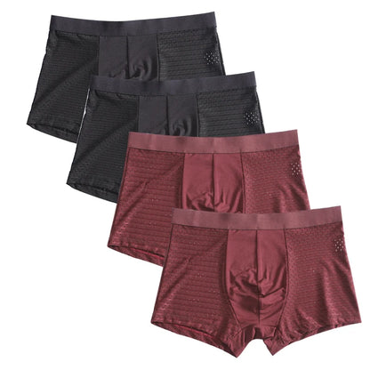L-8XL Plus Banboo Fiber Men Underwear Male boxer Solid Panties Shorts Men's  Underpants Breathable Intimate Man boxers 4pcs
