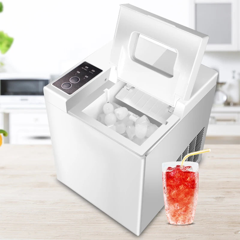 15kg/24H Fully Automatic Ice Maker 1.3L Machine for Commercial Household Small Milk Tea Shop Round Ice Cube Making Machine IM-15