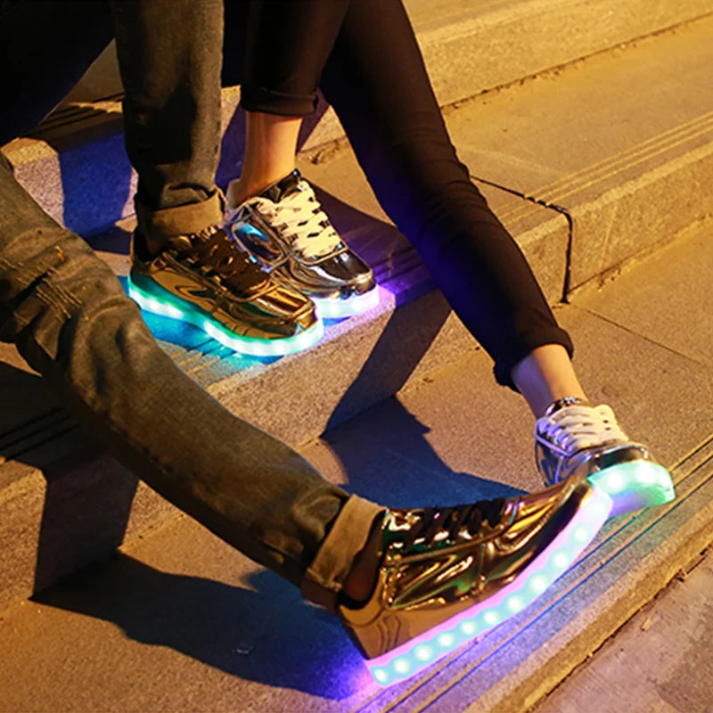 Men Shoes Glowing Light Led Women Spring Fashion Casual Sport Lamp Party Golden Silver Boots Luminous Dancing Flats Sneaker