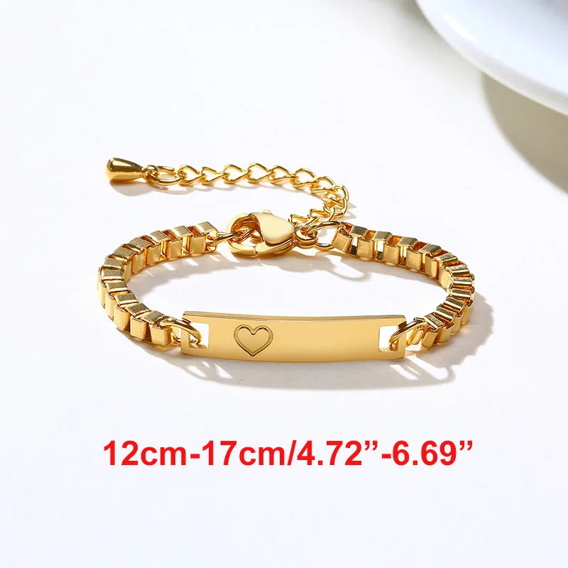 Vnox Custom Baby Girls Bracelets,Anti Allergy Stainless Steel Bracelet for Newborn Mom,Personalized Name Birthday Boy Girls Gift