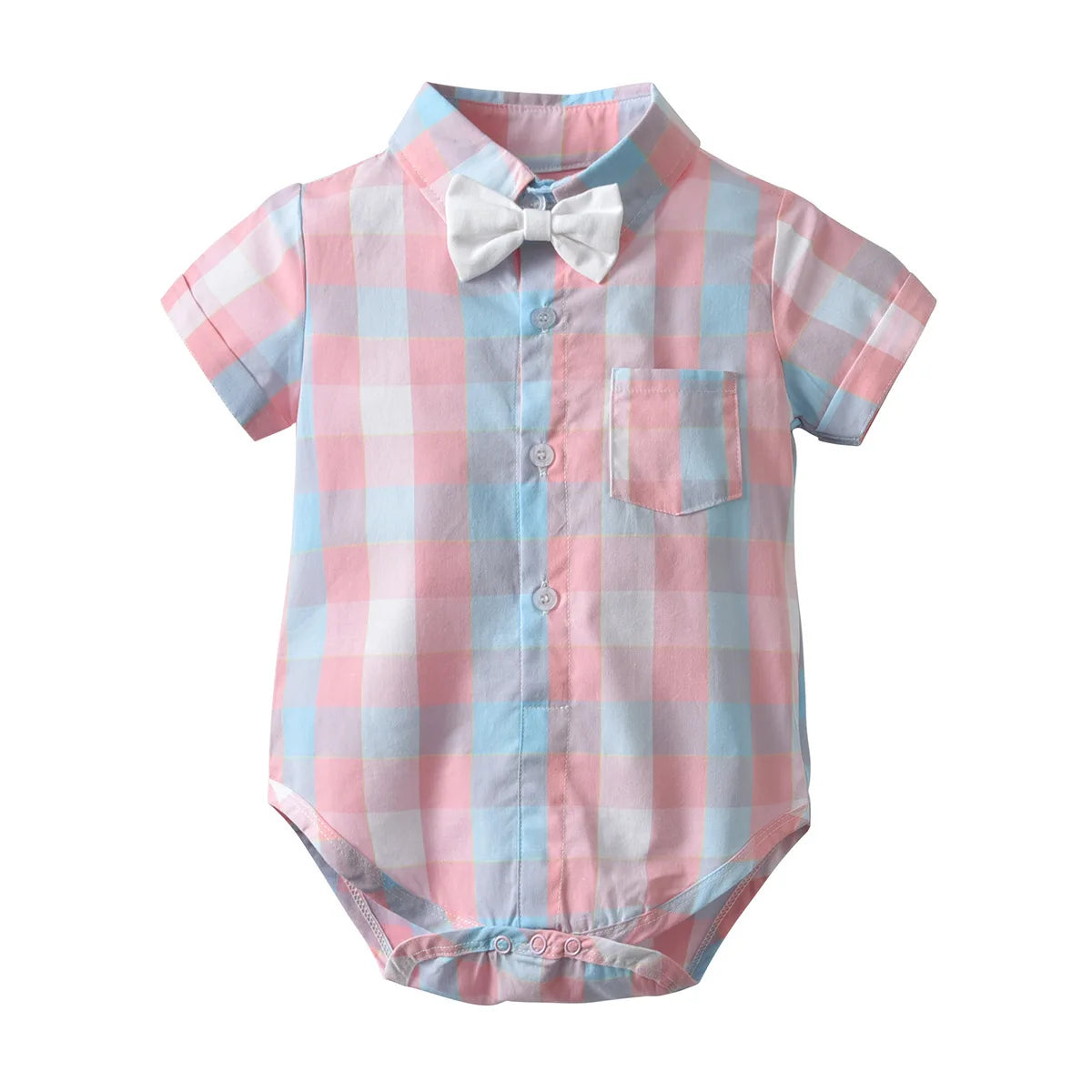 Newborn Boys Bodysuit with Bow Tie Cotton Baby Romper Soft Cartoon Animal Print Formal Short Sleeve Children Top Costume