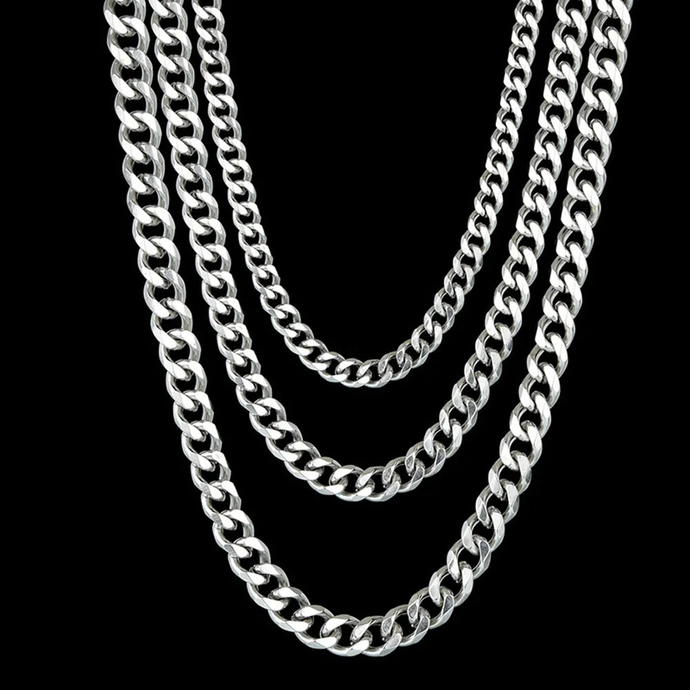 Men's Cuban Link Chain Size 3.6/5/6/7/8/9mm Men's Punk Necklace Stainless Steel Male Fashion Jewelry Gifts for Men