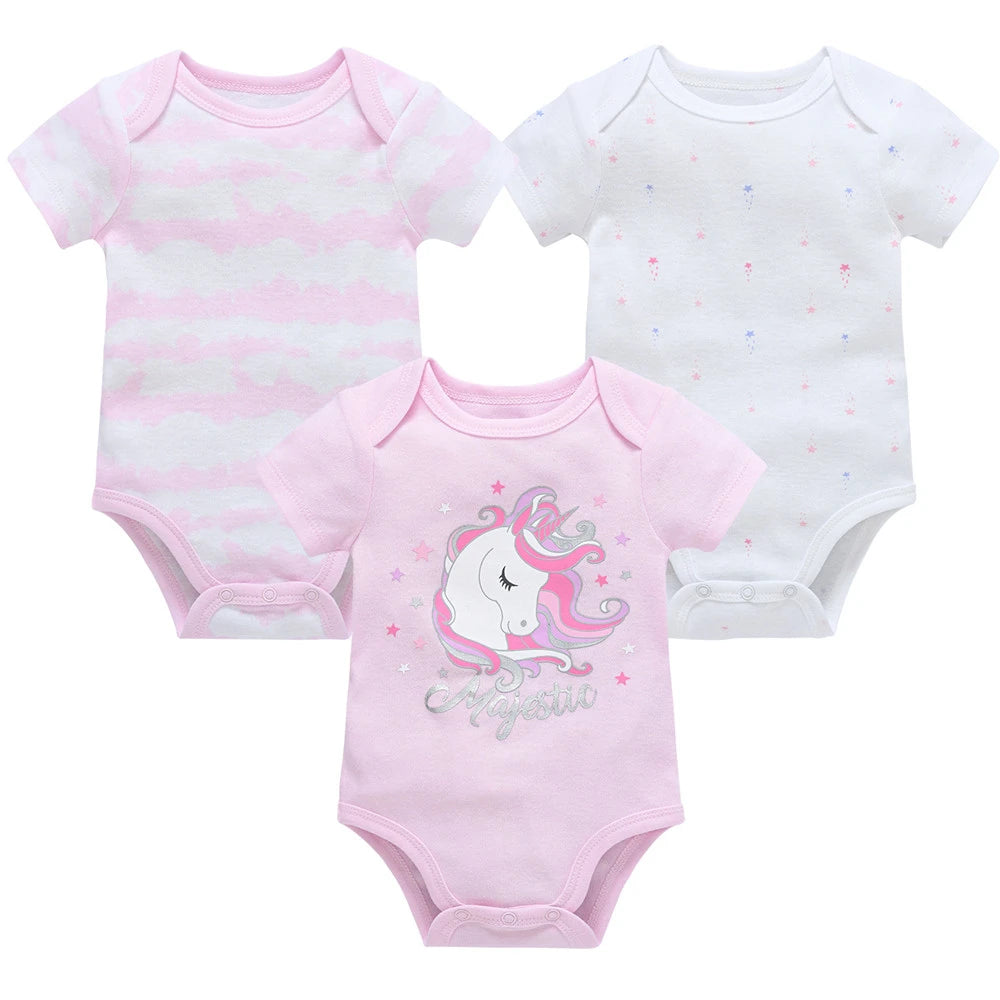 Kavkas Baby Girls Bodysuits 6/3 pcs/lot Summer Cotton Baby Clothes Short Sleeve Newborn body bebe 0-3 months Infant Clothing