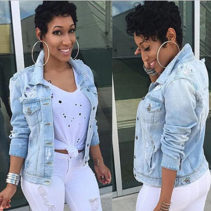 Cowboy Coat Clothing Women Denim Tops Jeans Jacket Long Sleeve Casual New Fashion M-5XL Plus Size Shorts Logos Low Solid Coats