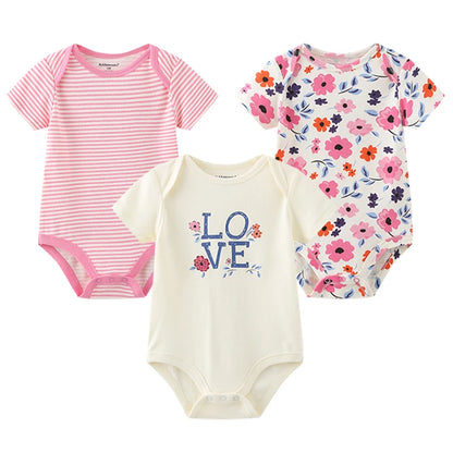 Baby Boy Jumpsuits 3 Pieces Newborn Clothes Set Toddler Girl Bodysuit Kiddiezoom Clothing 100%Cotton Soft Infant Rompers 0-12M