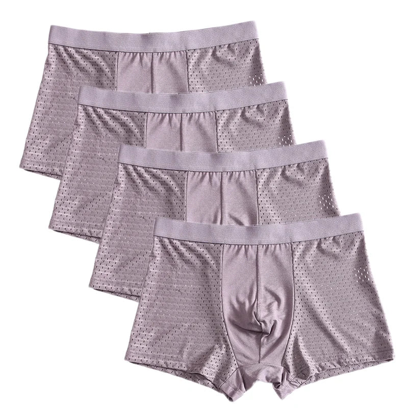 L-8XL Plus Banboo Fiber Men Underwear Male boxer Solid Panties Shorts Men's  Underpants Breathable Intimate Man boxers 4pcs
